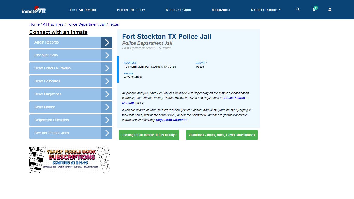 Fort Stockton TX Police Jail & Inmate Search - Fort Stockton, TX
