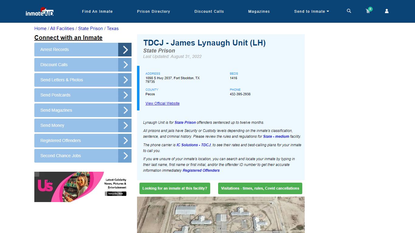 TDCJ - James Lynaugh Unit (LH) & Inmate Search - Fort Stockton, TX